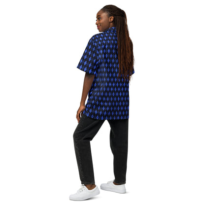 Unisex Button Shirt Blue Argyle