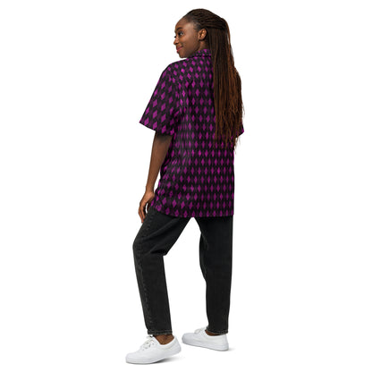 Unisex Button Shirt Purple Argyle