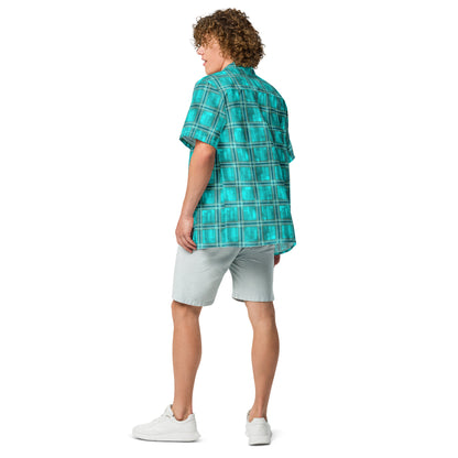 Unisex Button Shirt Teal Plaid