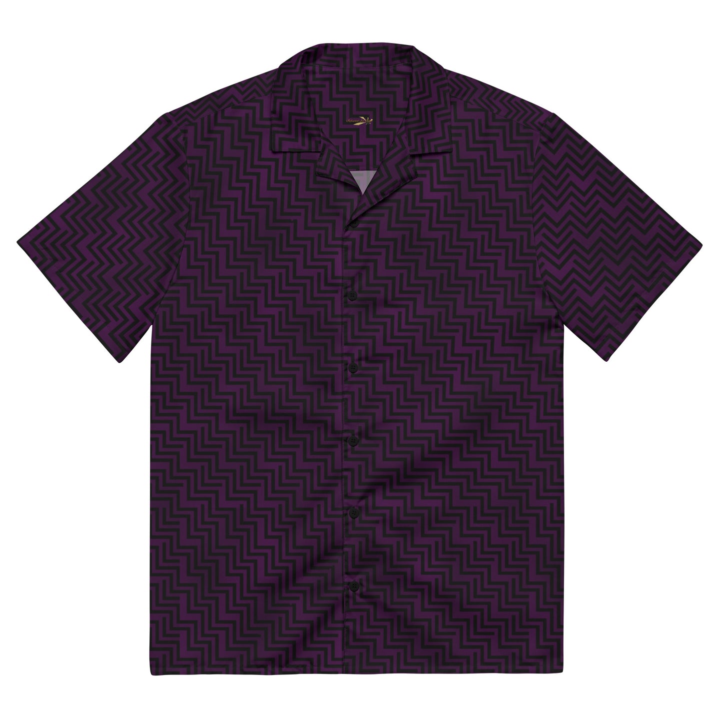 Unisex Button Shirt Purple & Black Zig Zag Print