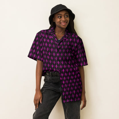 Unisex Button Shirt Purple Argyle