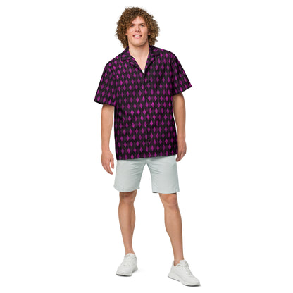 Unisex Button Shirt Purple Argyle