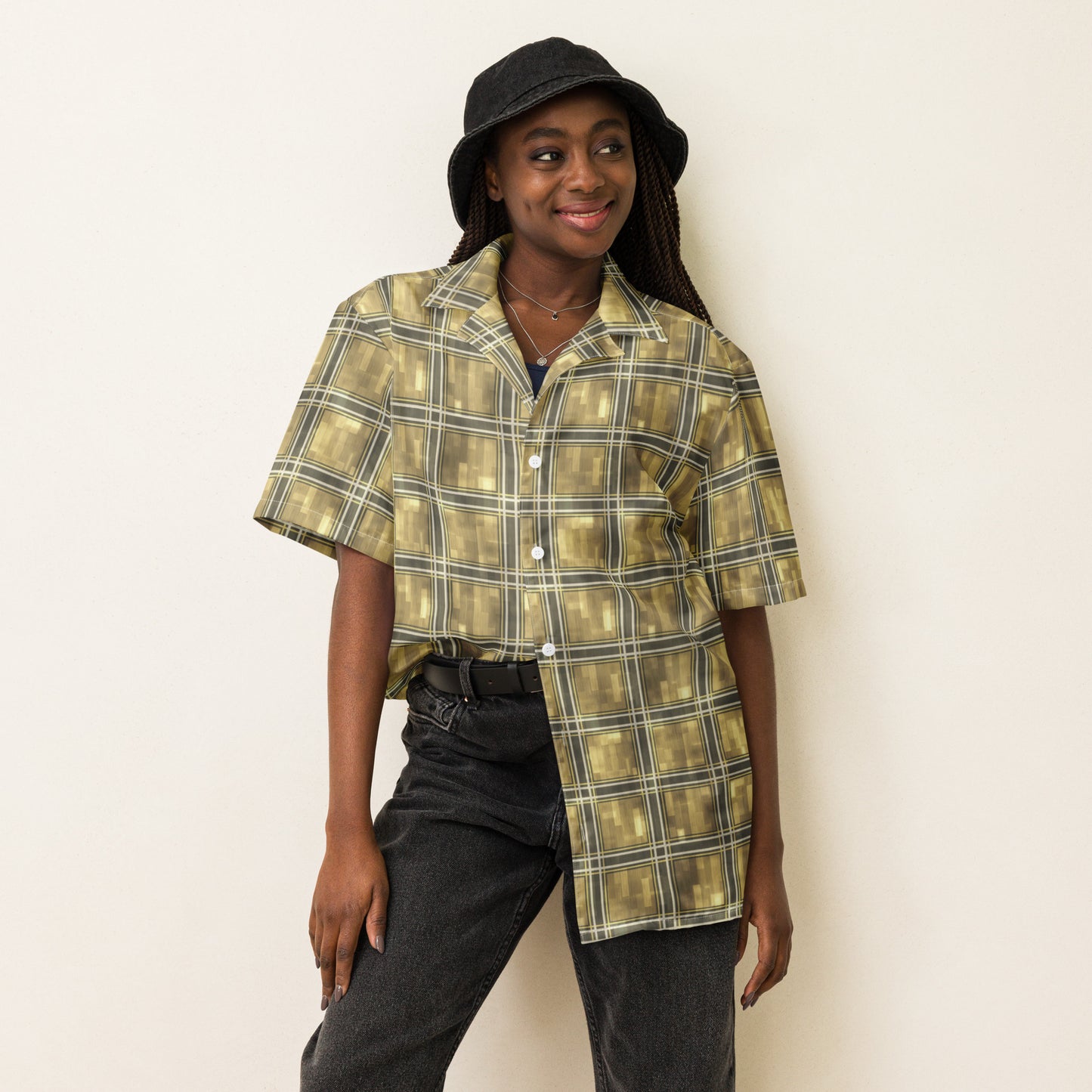 Unisex Button Shirt Yellow Plaid