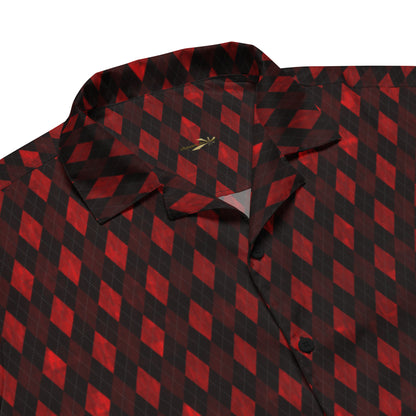 Unisex Button Shirt Red Argyle