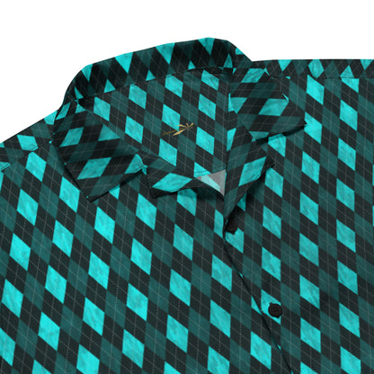 Unisex Button Shirt Teal Argyle