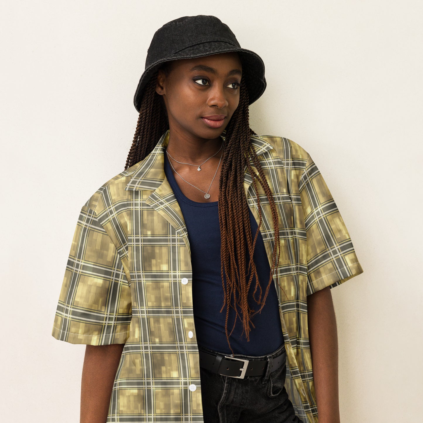 Unisex Button Shirt Yellow Plaid