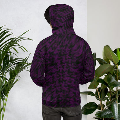 Unisex Hoodie Black & Purple Houndstooth-Gingham Mix