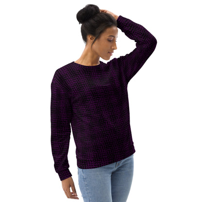 Unisex Sweatshirt Black & Purple Houndstooth-Gingham Mix