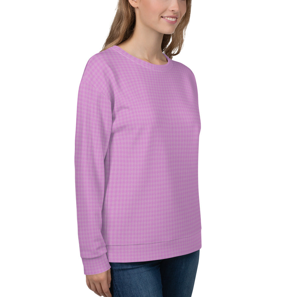 Women's Sweatshirt Pink Houndstooth-Gingham Mix