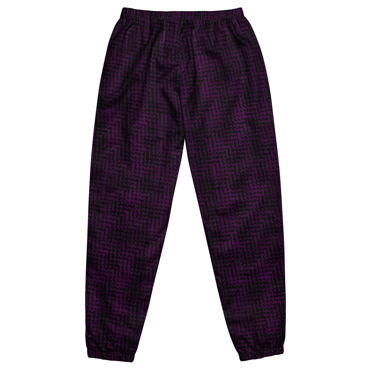 Unisex Track Pants Black & Purple Houndstooth-Gingham Mix