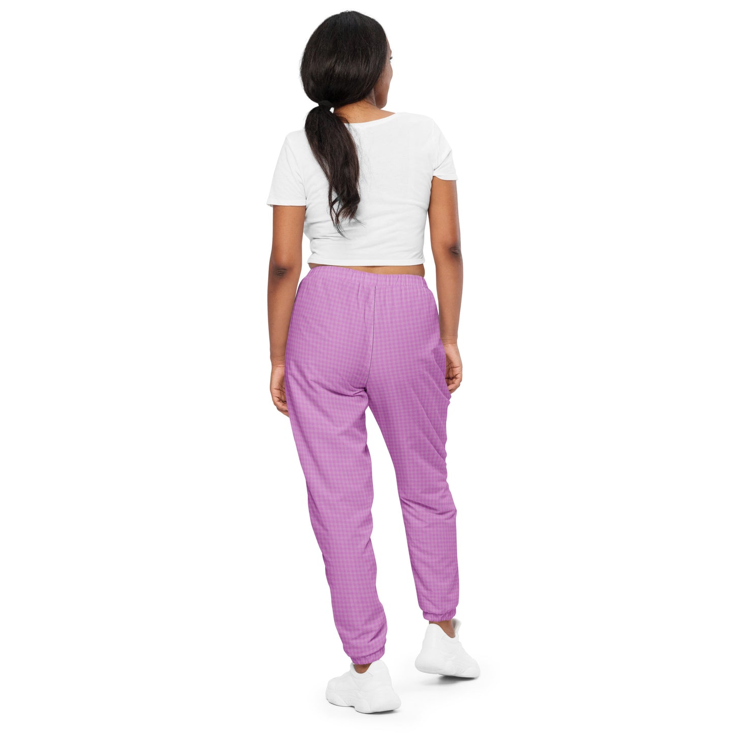 Women's Track Pants Pink Houndstooth-Gingham Mix