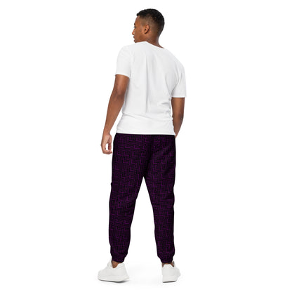 Unisex Track Pants Purple & Black Zig Zag Print