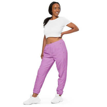 Women's Track Pants Pink Houndstooth-Gingham Mix