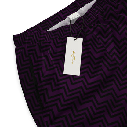 Unisex Track Pants Purple & Black Zig Zag Print