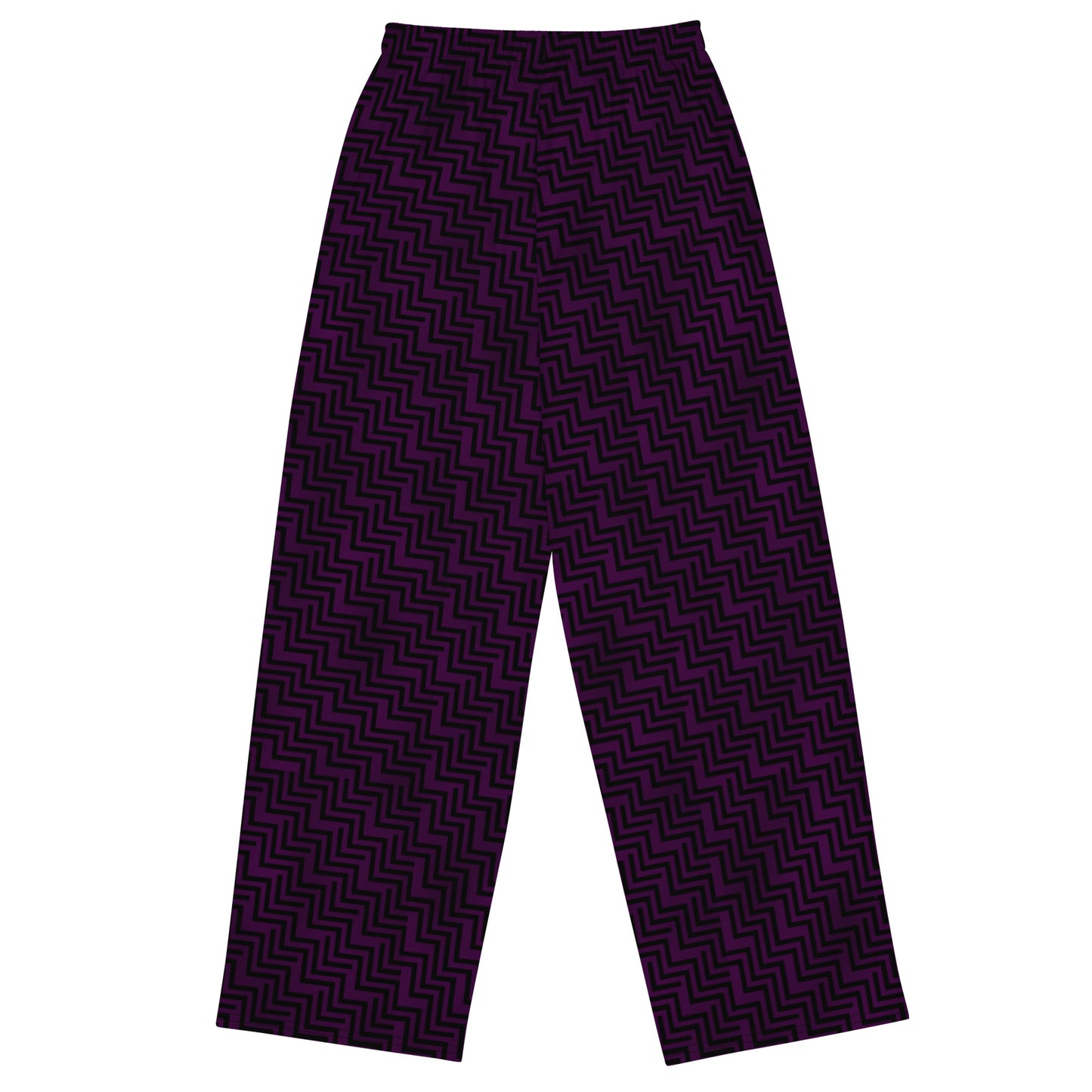 Unisex Wide-Leg Pants Purple & Black Zig Zag Print