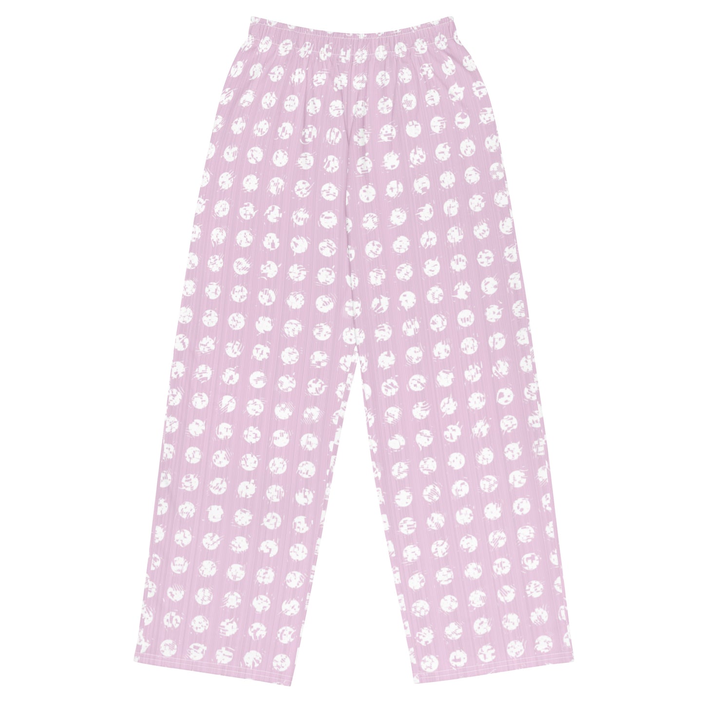 White Polka Dot Pink Wide-Leg Pants