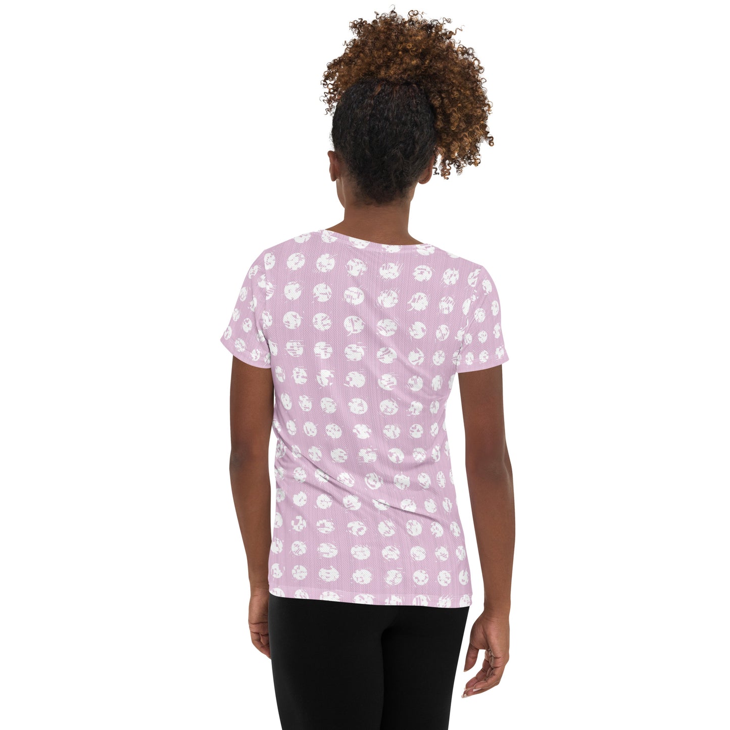 Women's White Polka Dot Pink Athletic T-shirt