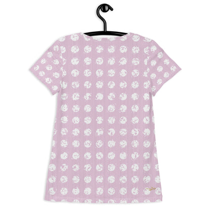 Women's White Polka Dot Pink Athletic T-shirt