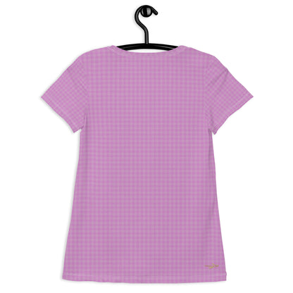 Women's Athletic T-Shirt Pink Houndstooth-Gingham Mix