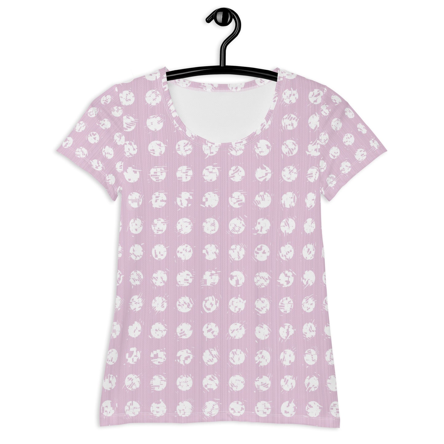 Women's White Polka Dot Pink Athletic T-shirt