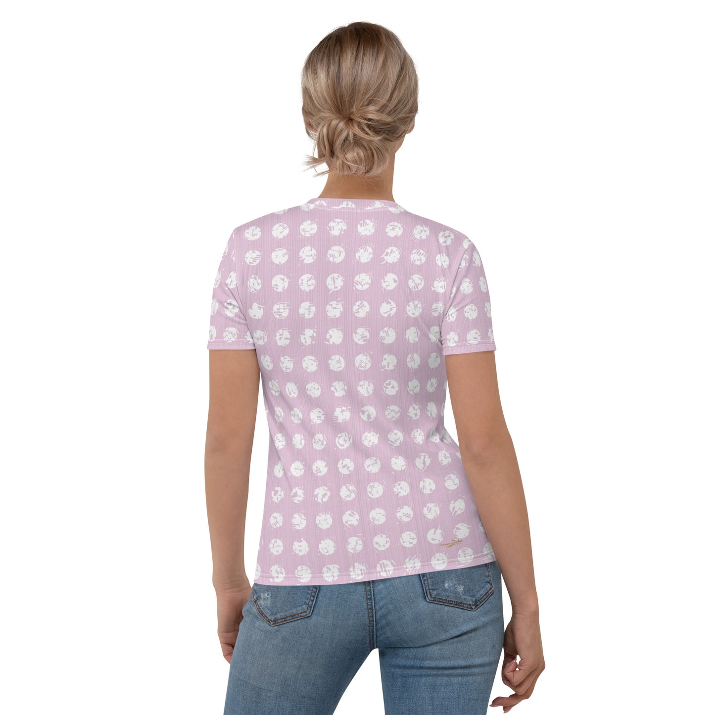 Women's White Polka Dot Pink T-shirt