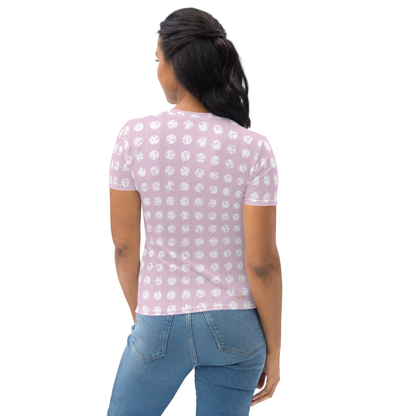 Women's White Polka Dot Pink T-shirt