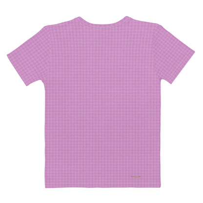 Women's T-shirt Pink Houndstooth-Gingham Mix