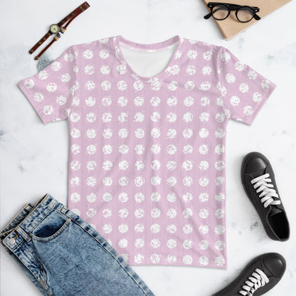 Women's White Polka Dot Pink T-shirt