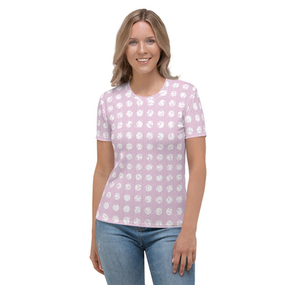 Women's White Polka Dot Pink T-shirt