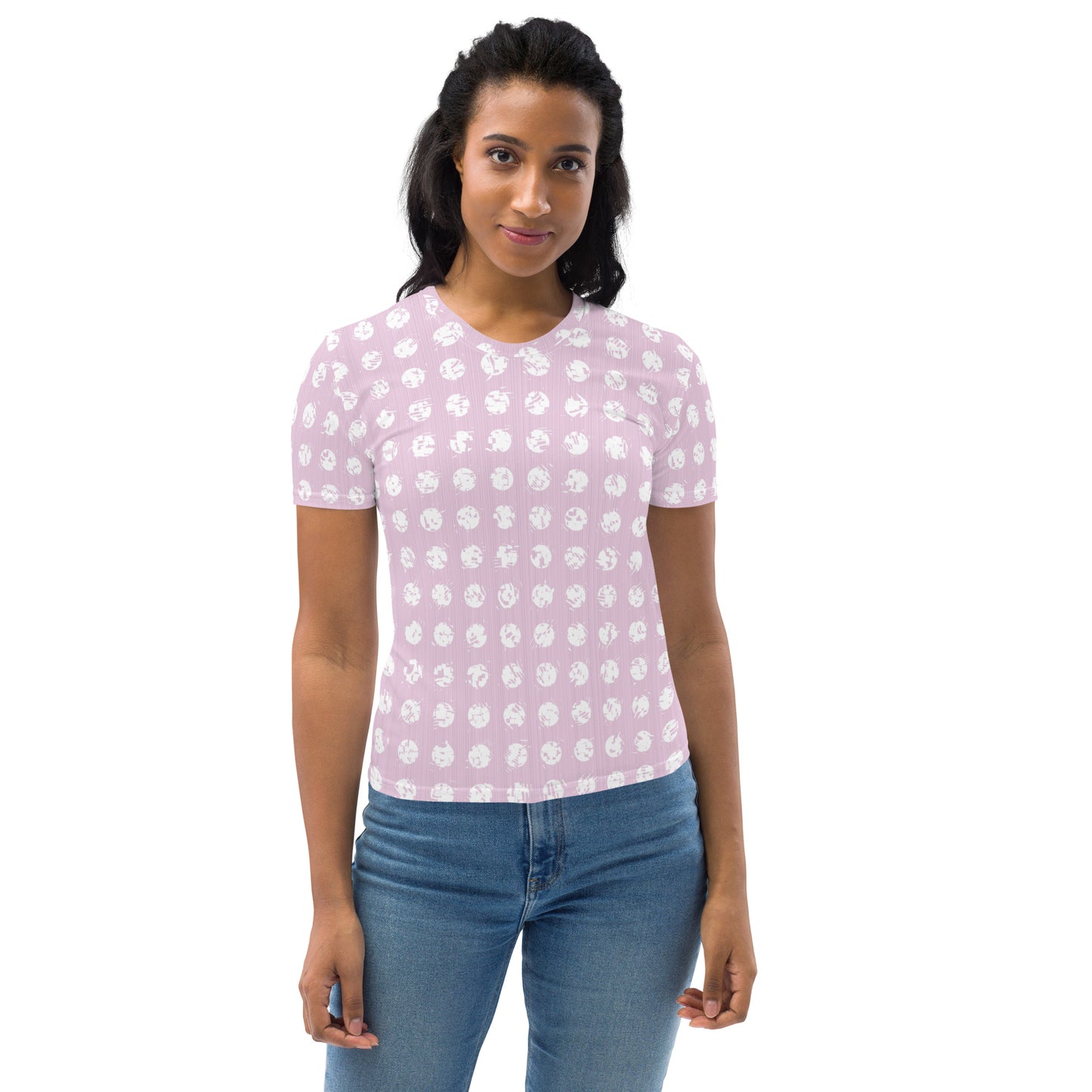 Women's White Polka Dot Pink T-shirt