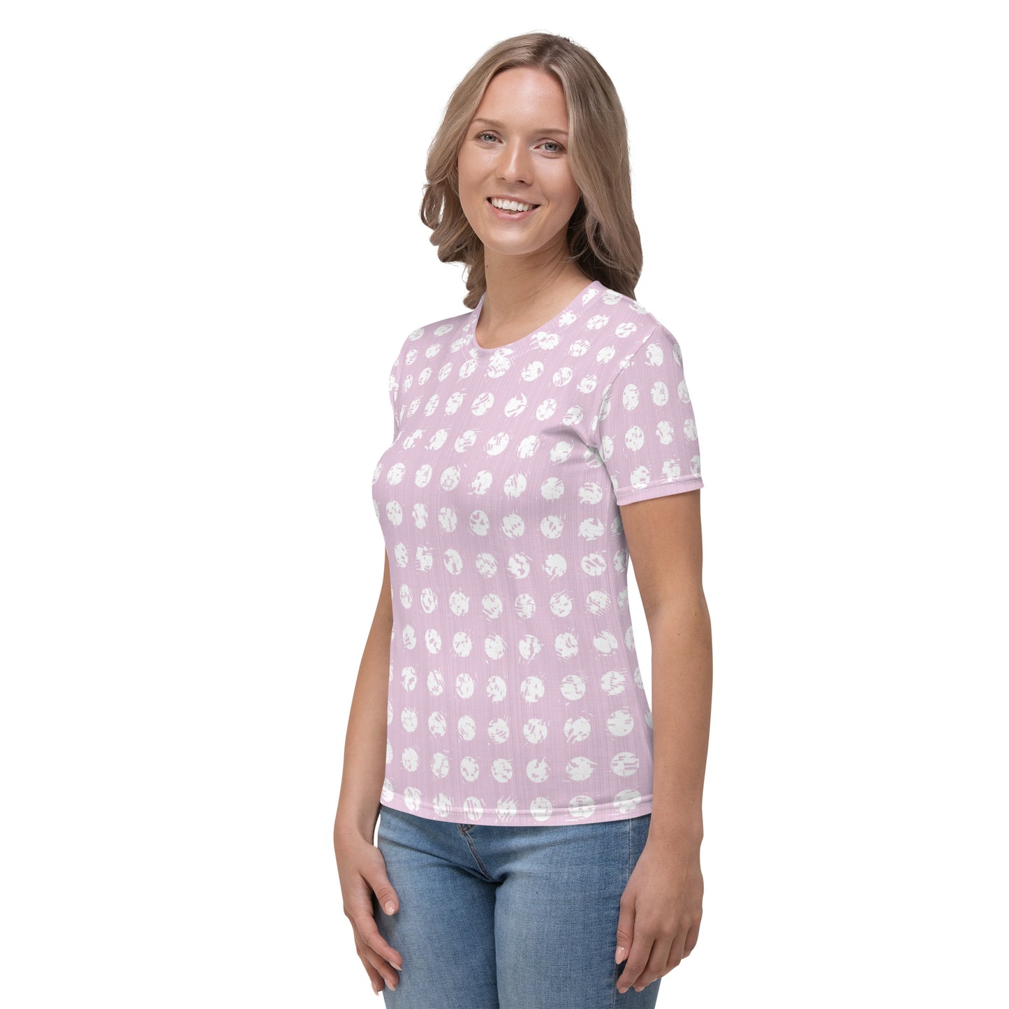 Women's White Polka Dot Pink T-shirt