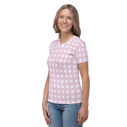 Women's White Polka Dot Pink T-shirt