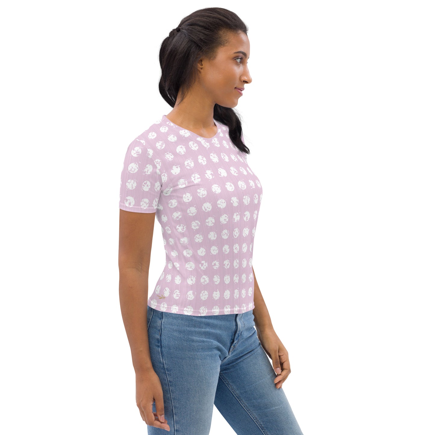 Women's White Polka Dot Pink T-shirt