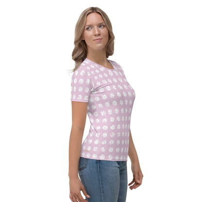 Women's White Polka Dot Pink T-shirt