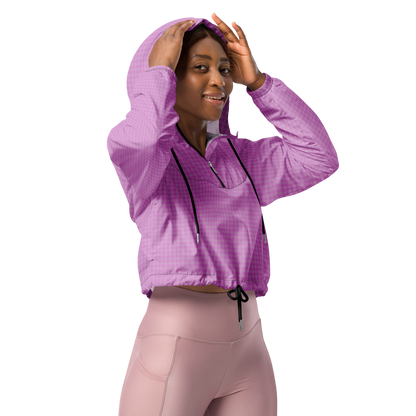 Women’s Cropped Windbreaker Pink Houndstooth-Gingham Mix