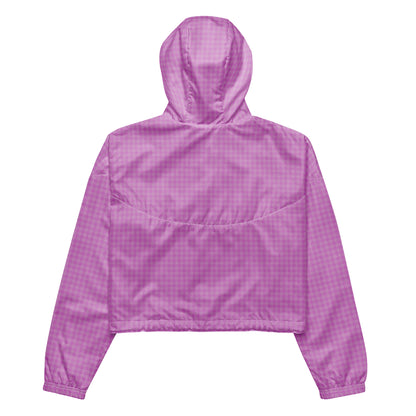 Women’s Cropped Windbreaker Pink Houndstooth-Gingham Mix