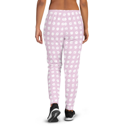 Women's White Polka Dot Pink Joggers