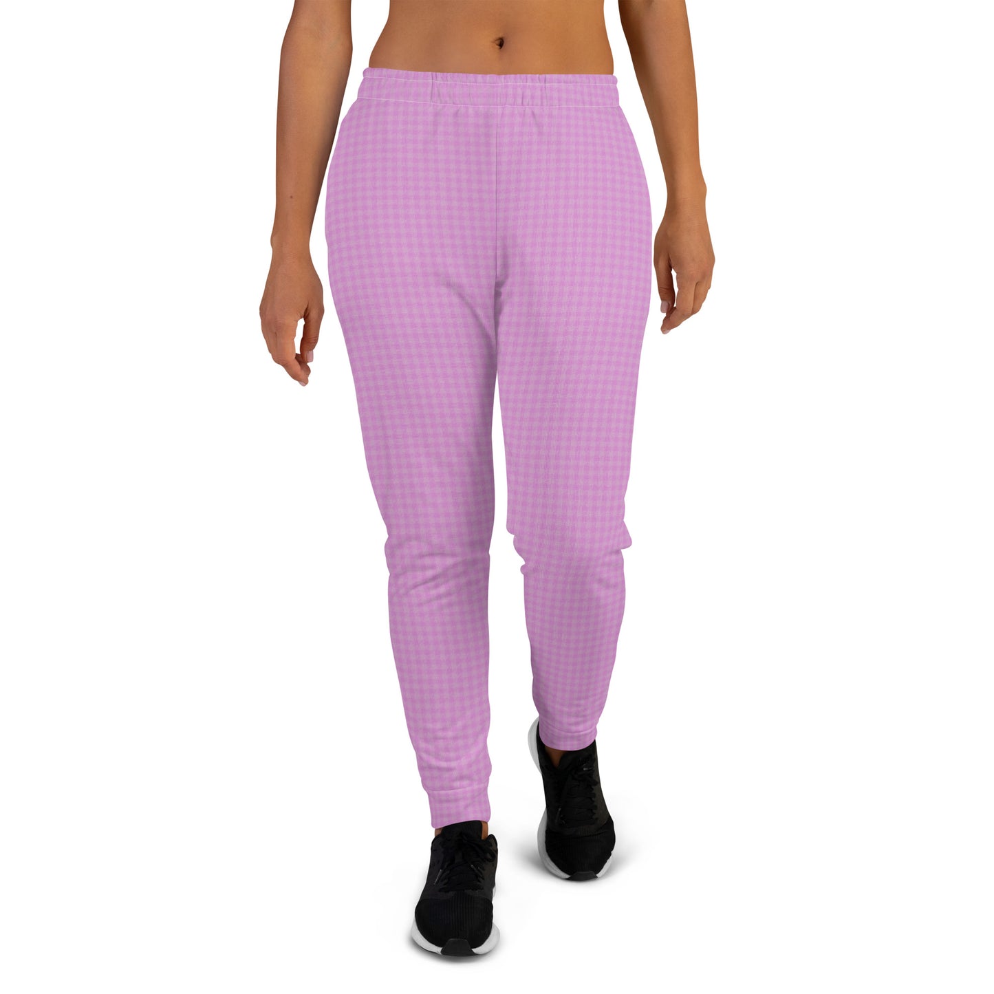 Women's Joggers Pink Houndstooth-Gingham Mix