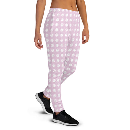 Women's White Polka Dot Pink Joggers