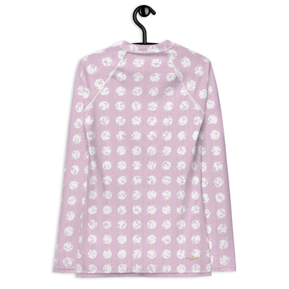 Women's White Polka Dot Pink Rash Guard