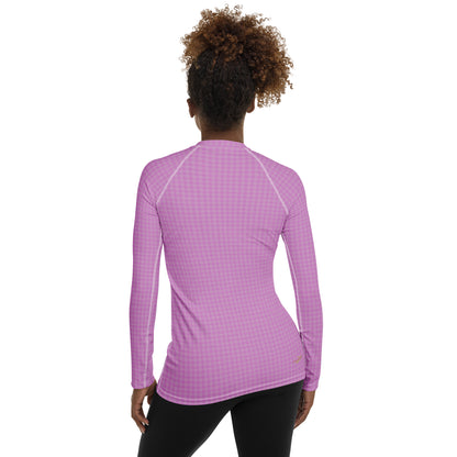 Women's Rash Guard Pink Houndstooth-Gingham Mix