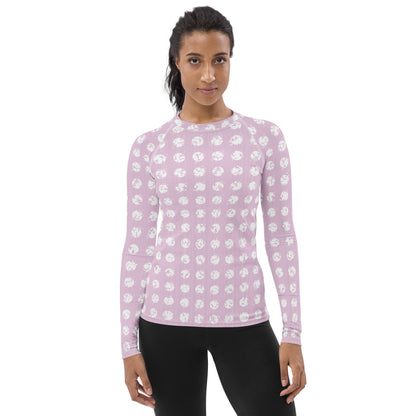 Women's White Polka Dot Pink Rash Guard