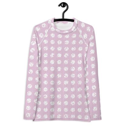 Women's White Polka Dot Pink Rash Guard