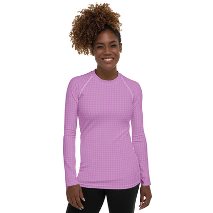 Women's Rash Guard Pink Houndstooth-Gingham Mix