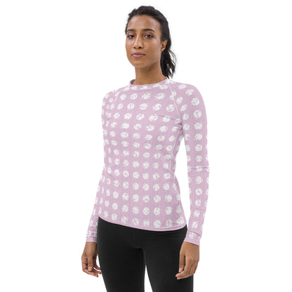 Women's White Polka Dot Pink Rash Guard