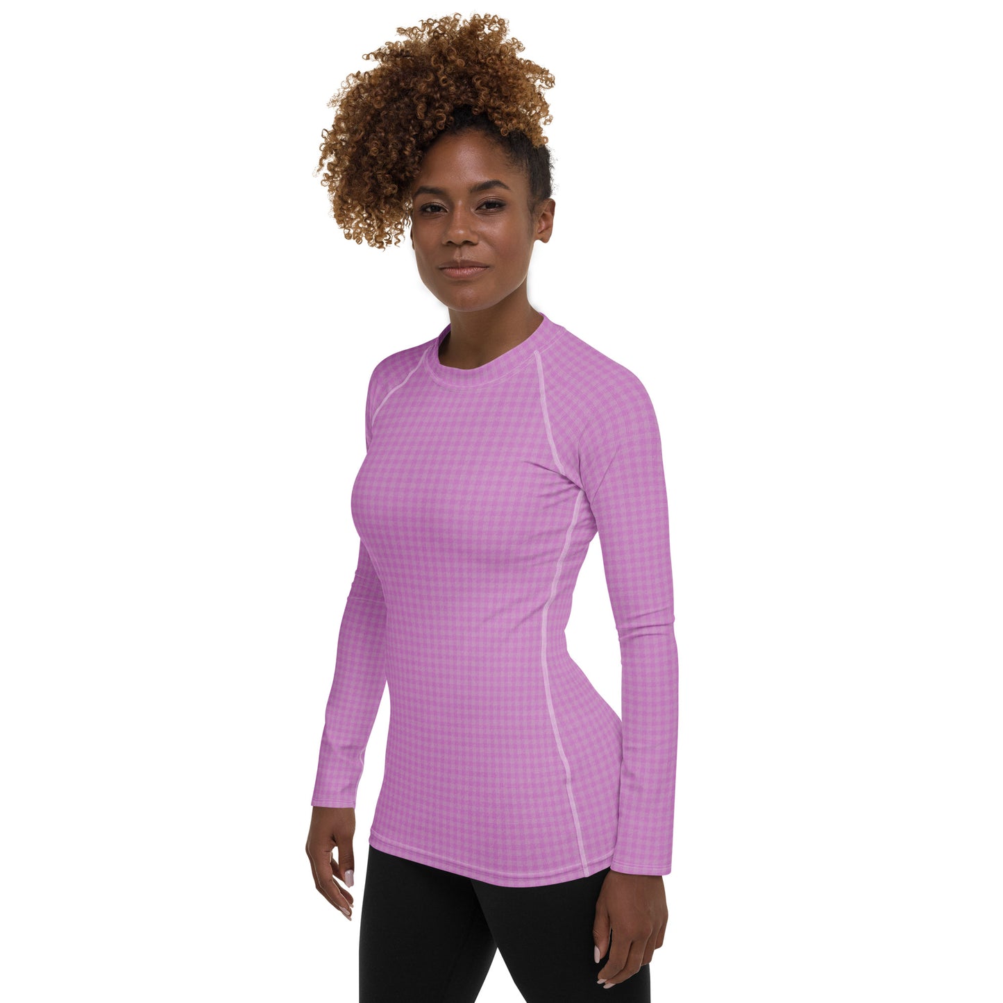 Women's Rash Guard Pink Houndstooth-Gingham Mix