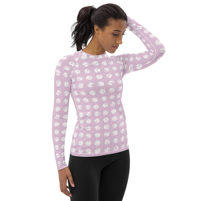 Women's White Polka Dot Pink Rash Guard