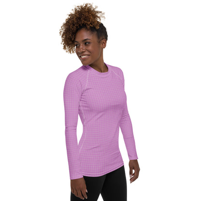 Women's Rash Guard Pink Houndstooth-Gingham Mix