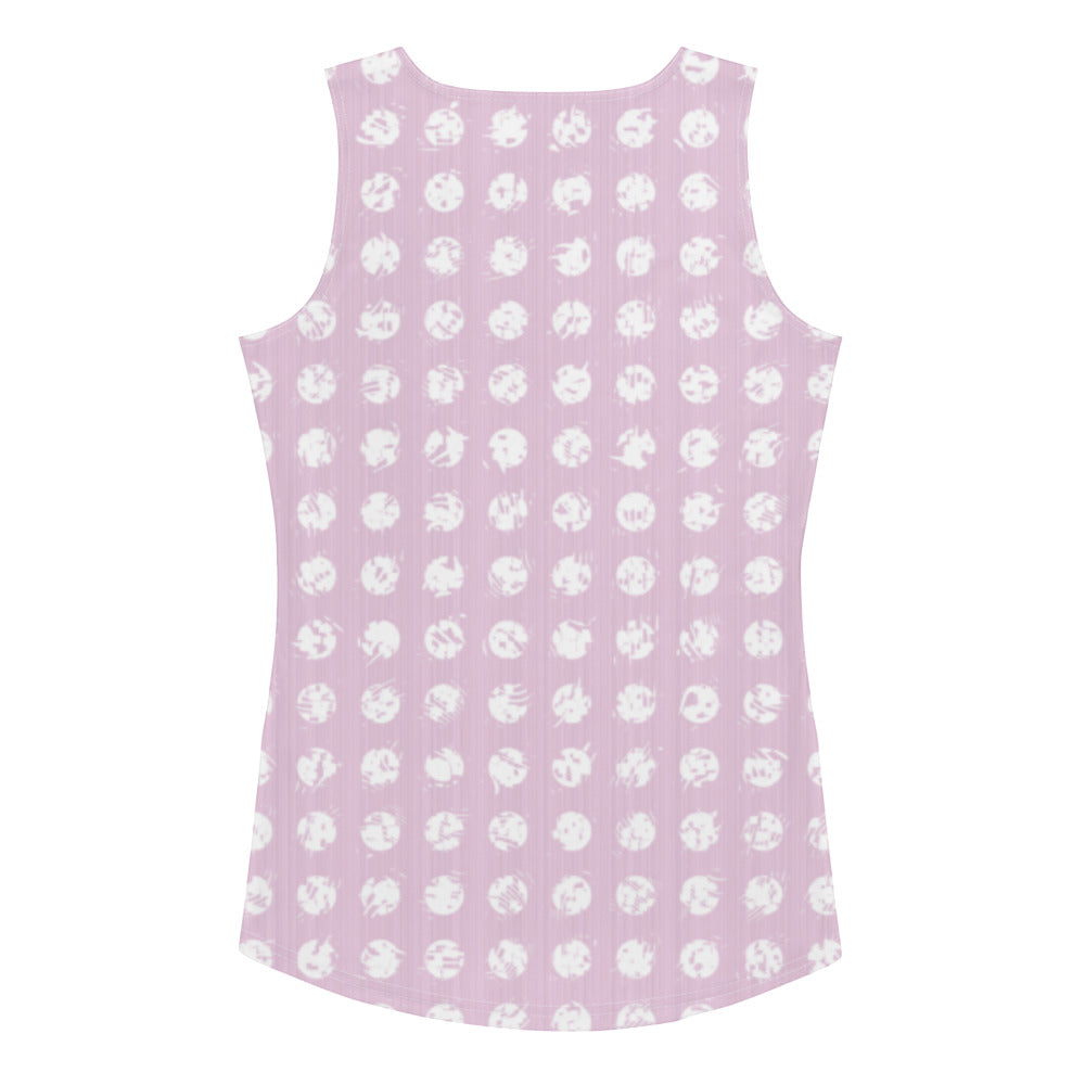 Women's White Polka Dot Pink Tank Top