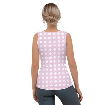 Women's White Polka Dot Pink Tank Top